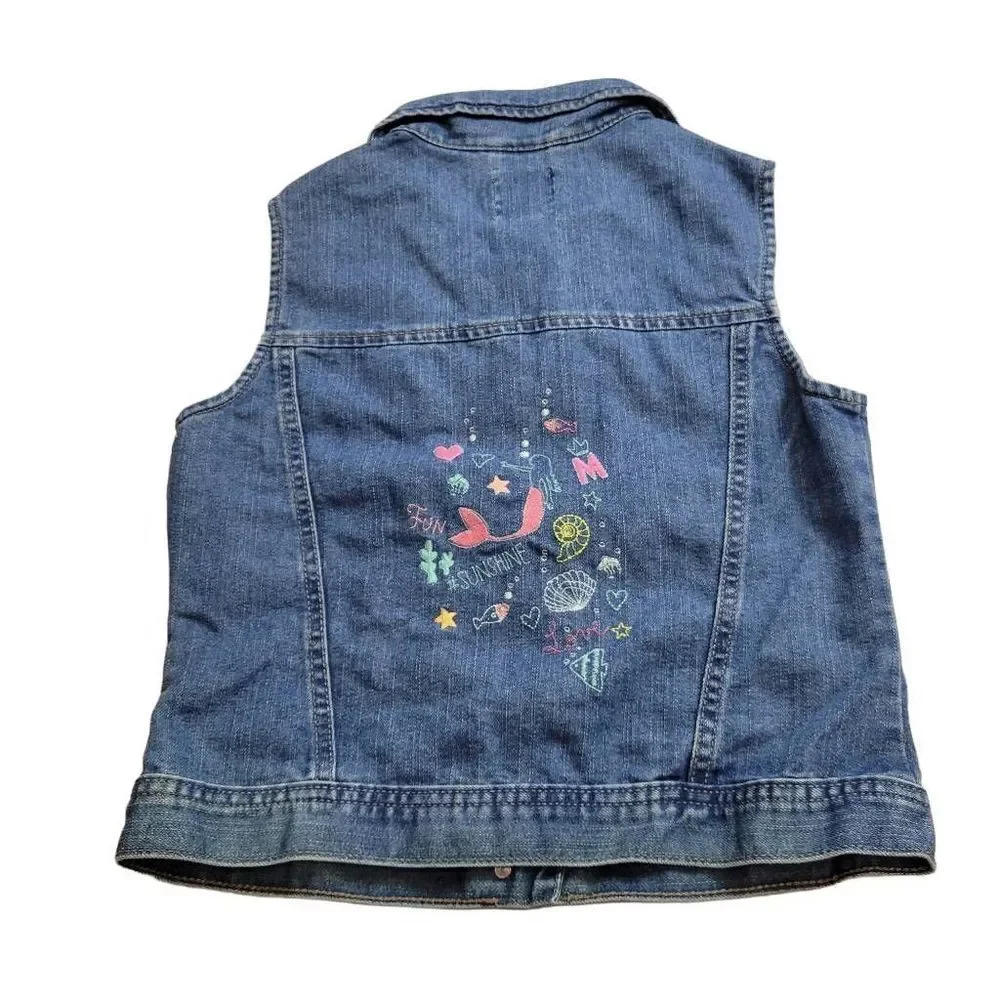 Children's Place Mermaid denim vest XL14